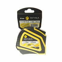 Рулетка ER-72125 10м 25мм YELLOW обрезиненный корпус с одним фиксатором с держателем ЭВРИКА/1/6/48